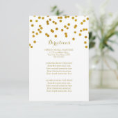 Gold Confetti Wedding Direction Tussenvoegsel Informatiekaartje (Staand voorkant)