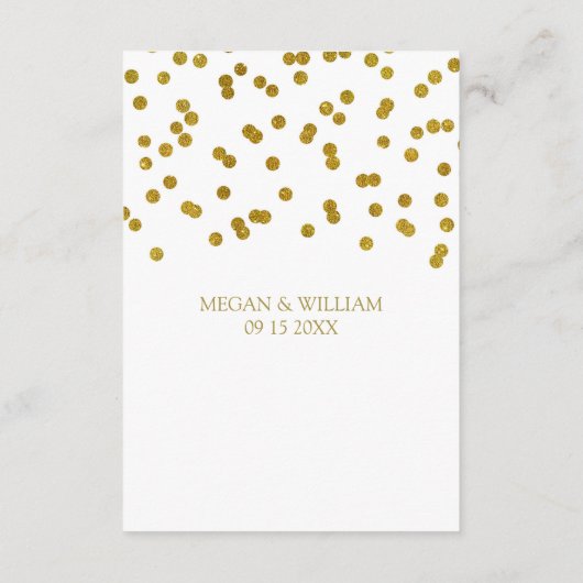 Gold Confetti Wedding Direction Tussenvoegsel Informatiekaartje (Achterkant)