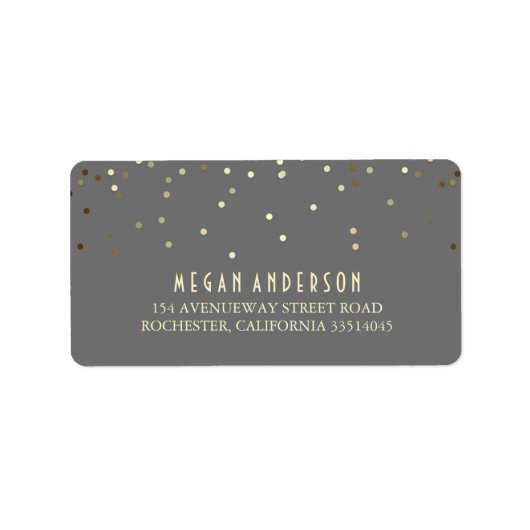 Gold Confetti Wedding Etiket (Voorkant)