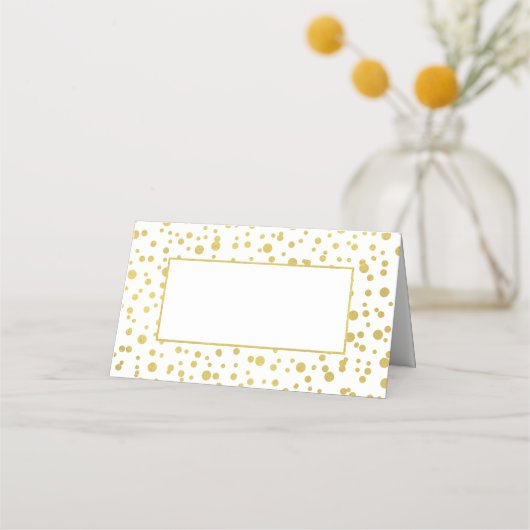Gold Confetti Wedding Folded Place Kaarten Plaatskaartje (Voorkant)