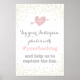 Gold Confetti Wedding Foto's Hashtag Poster