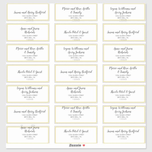 Gold Confetti Wedding Guest Adresetiketten Sticker (Vel)