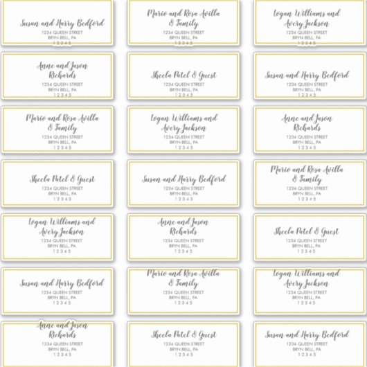Gold Confetti Wedding Guest Adresetiketten Sticker (Voorkant)
