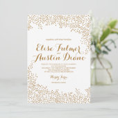 Gold Confetti Wedding Invitation Kaart (Staand voorkant)