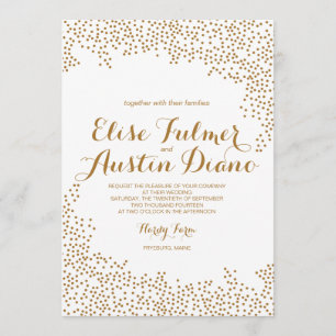 Gold Confetti Wedding Invitation Kaart