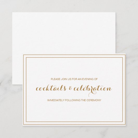 Gold Confetti Wedding Invitation Reception Card Kaart (Voorkant / Achterkant)