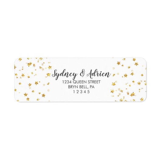 Gold Confetti Wedding Invite Return Address Label (Voorkant)