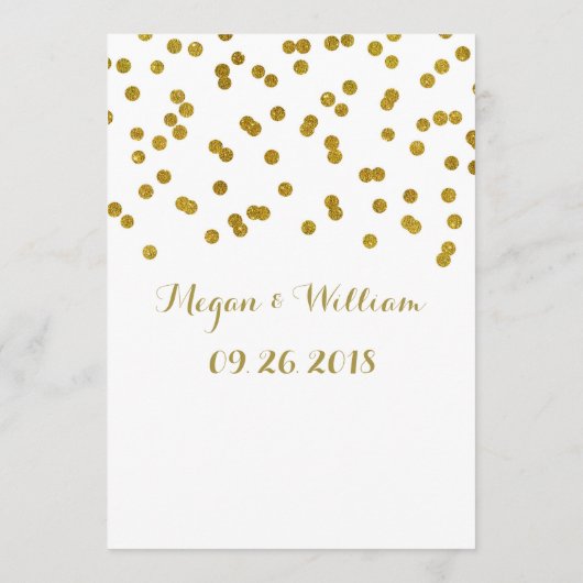 Gold Confetti Wedding Menu (Achterkant)