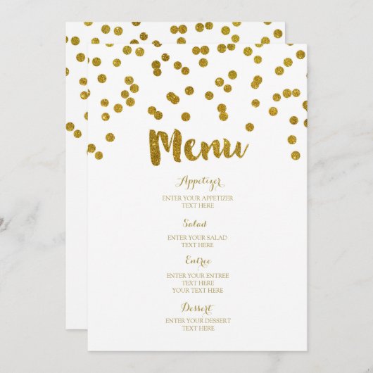 Gold Confetti Wedding Menu (Voorkant / Achterkant)