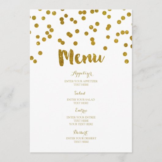 Gold Confetti Wedding Menu (Voorkant)