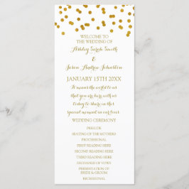 Gold Confetti Wedding Program Programmakaart