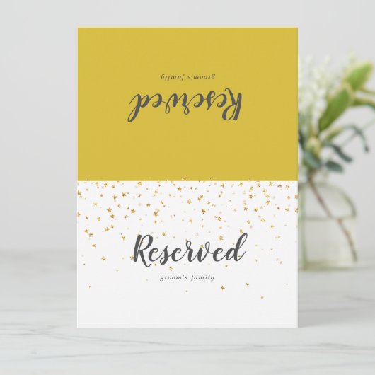 Gold Confetti Wedding Reserved Sign (Staand voorkant)
