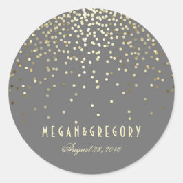 Gold Confetti Wedding Ronde Sticker