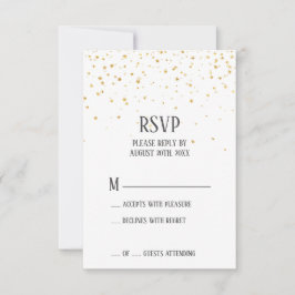 Gold Confetti Wedding RSVP Kaart