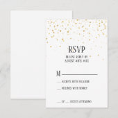 Gold Confetti Wedding RSVP Kaart (Voorkant / Achterkant)