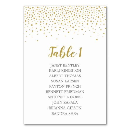 Gold Confetti Wedding Seating Chart | Aangepaste k Kaart (Voorkant)