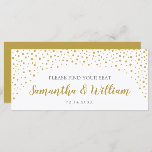 Gold Confetti Wedding Seating Chart | Aangepaste k Programmakaart (Voorkant / Achterkant)