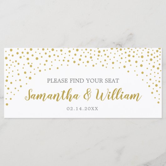 Gold Confetti Wedding Seating Chart | Aangepaste k Programmakaart (Voorkant)
