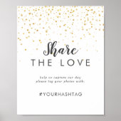 Gold Confetti Wedding Share the Love Sign Poster (Voorkant)