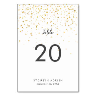 Gold Confetti Wedding Table Numbers Kaart