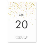 Gold Confetti Wedding Table Numbers Kaart (Achterkant)