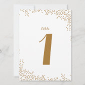 Gold Confetti Wedding Table Numbers Kaart (Voorkant)