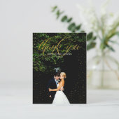 Gold Confetti Wedding Thank You Postcard Briefkaart (Staand voorkant)