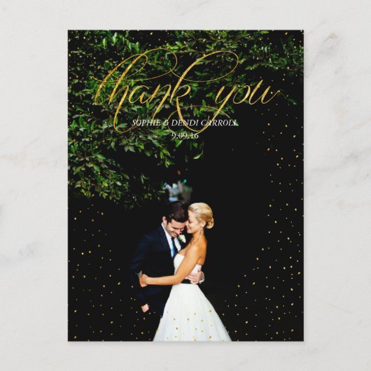Gold Confetti Wedding Thank You Postcard Briefkaart (Voorkant)