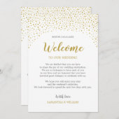 Gold Confetti Wedding Welkomstbericht | Gepersonal Kaart (Voorkant / Achterkant)