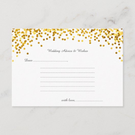 Gold Confetti Wedding Wishes & Advice Kaarten (Voorkant)