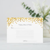 Gold Confetti Wedding Wishes & Advice Kaarten (Staand voorkant)
