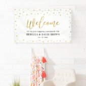 Gold Confetti Welcome Wedding Jubileum Party Spandoek (Insitu)