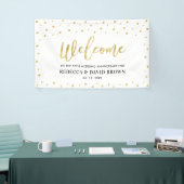 Gold Confetti Welcome Wedding Jubileum Party Spandoek (Beurs)