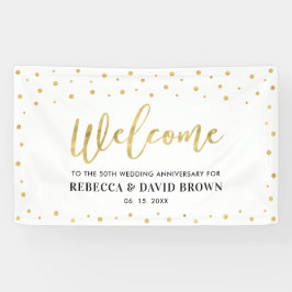 Gold Confetti Welcome Wedding Jubileum Party Spandoek