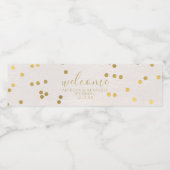 Gold Confetti Welkome bruiloft Water Fleslabels Waterfles Etiket (Enkel label)