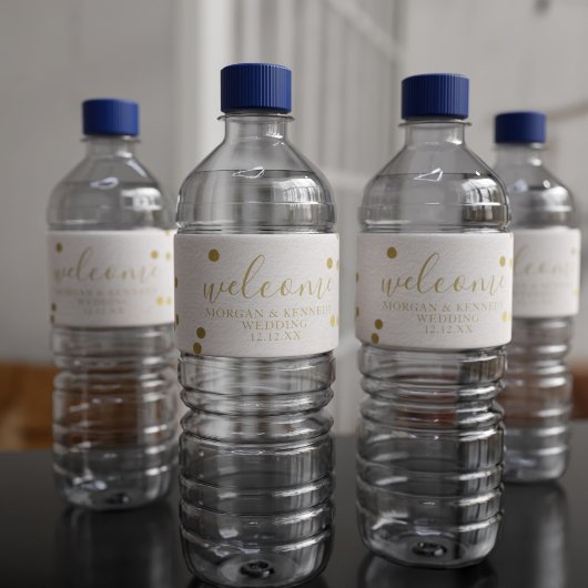 Gold Confetti Welkome bruiloft Water Fleslabels Waterfles Etiket
