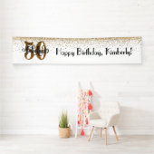 Gold Confetti White 50 & Fabulous Happy Birthday Spandoek (Insitu)