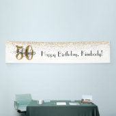 Gold Confetti White 50 & Fabulous Happy Birthday Spandoek (Beurs)