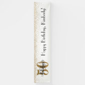 Gold Confetti White 50 & Fabulous Happy Birthday Spandoek (Verticaal)