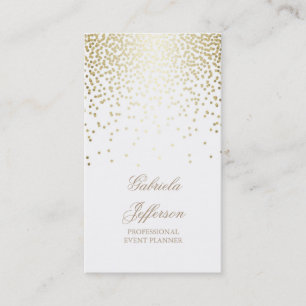 Gold Confetti White Elegant Glamor Vintage Visitekaartje