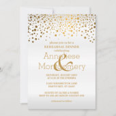 Gold Confetti & White Rehearsal Dinner Kaart (Voorkant)