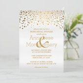 Gold Confetti & White Rehearsal Dinner Kaart (Staand voorkant)