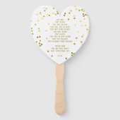 Gold Confetti White Wedding Program Handje Fans Handwaaier (Achterkant)