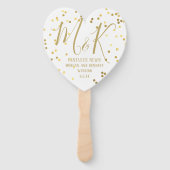 Gold Confetti White Wedding Program Handje Fans Handwaaier (Voorkant)