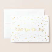 Gold Confetti, word jij mijn Bridesmaid? Folie Kaarten (Voorkant met envelop)