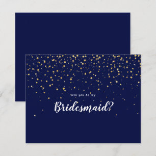 Gold Confetti   Zeemacht u mijn Bridesmaid Notitiekaartje