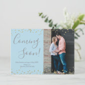 Gold Confetti zwangerschapsaankondiging Kaart op b (Staand voorkant)