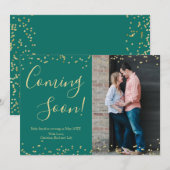 Gold Confetti - Zwangerschapskaart op groen Aankondiging (Voorkant / Achterkant)