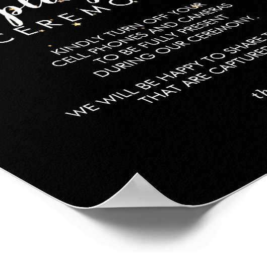 Gold Confetti | Zwart niet-aangesloten ceremoniete Poster (Hoek)