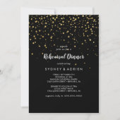 Gold Confetti | Zwart repetitief diner Kaart (Voorkant)